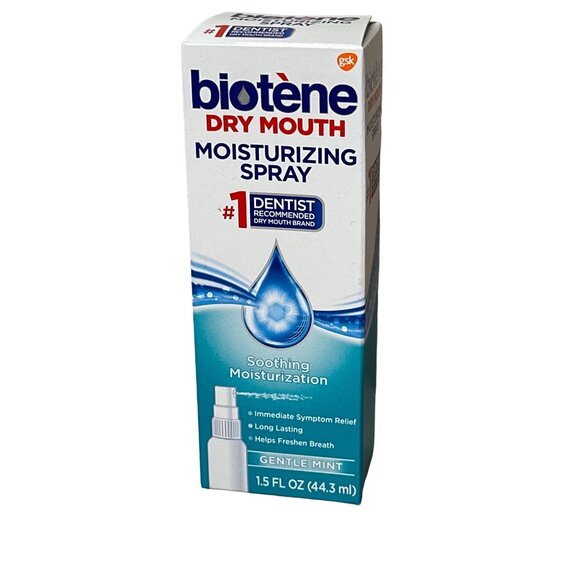 Biotène Dry Mouth Moisturizing Spray 1.5 Fl Oz 44.3 mL Gentle Mint Soothing Mois - Picture 1 of 3